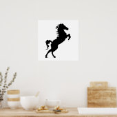 Horse on Hind Legs Silhouette Poster (Keuken)