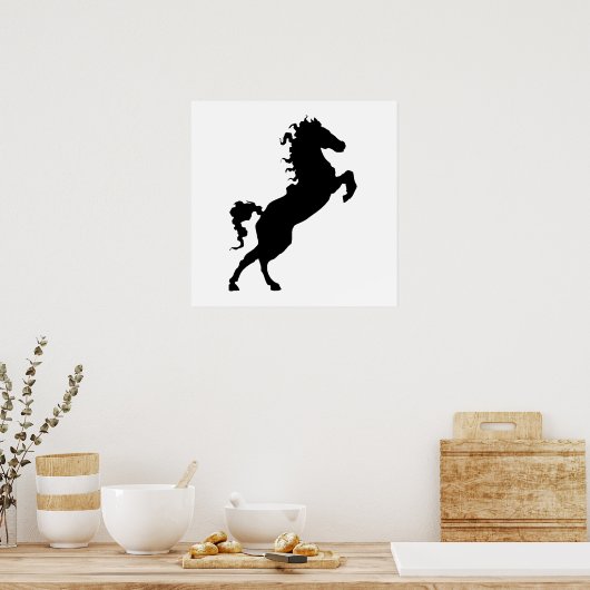 Horse on Hind Legs Silhouette Poster (Keuken)