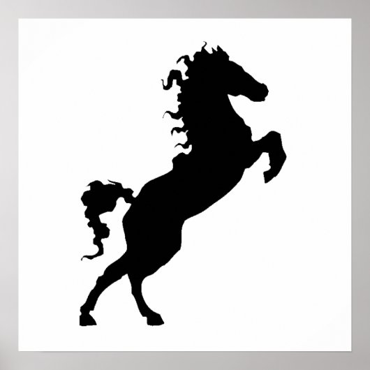 Horse on Hind Legs Silhouette Poster (Voorkant)