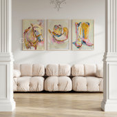 Horse Painting, Cowgirl Equestrian Wall Art Canvas Afdruk