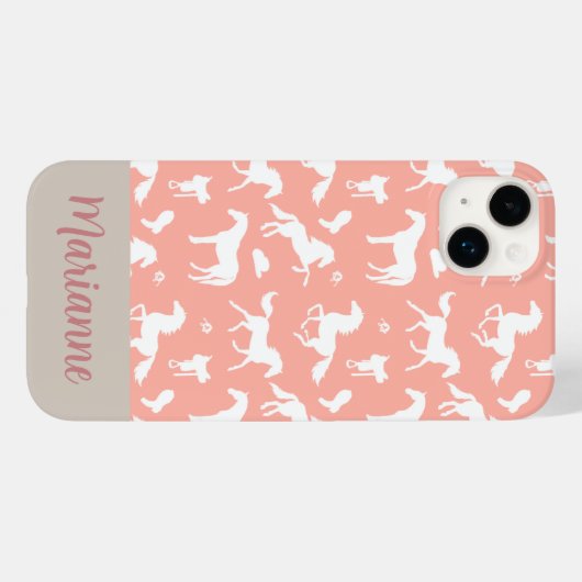 Horse Peach Pattern Rider Aangepaste naam Case-Mate iPhone Case (Achterkant (horizontaal))
