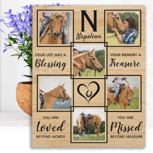 Horse Pet Memorial Wood Graan Foto Collage Fotoplaat