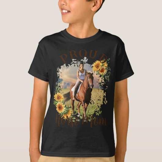 Horse Pet Photo Text Sunflower Accent T Shirt  (Voorkant)