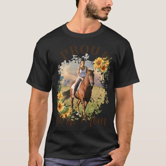 Horse Pet Photo Text Sunflower Accent T Shirt  (Voorkant)