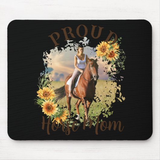 Horse Pet Photo Text Sunflower Accent T Shirt  Muismat (Voorkant)
