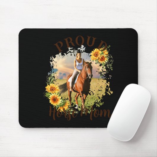 Horse Pet Photo Text Sunflower Accent T Shirt  Muismat (Met muis)