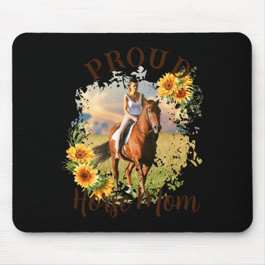 Horse Pet Photo Text Sunflower Accent T Shirt Muismat (Voorkant)