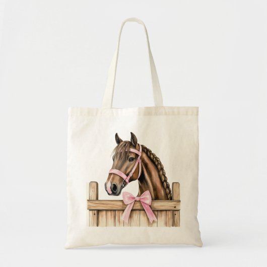 Horse Pink Bow Tote Bag (Voorkant)