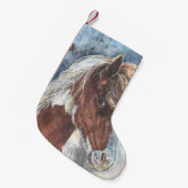 Horse Pinto Pony Cowgirl kerstaking Kleine Kerstsok (Voorkant (Hangend))