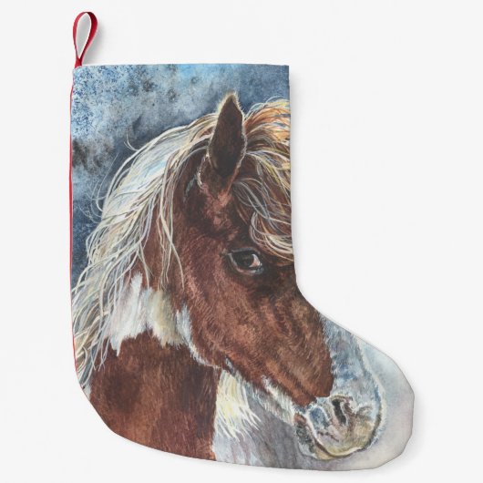 Horse Pinto Pony Cowgirl kerstaking Kleine Kerstsok (Voorkant)