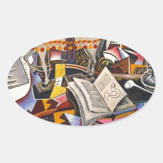 Horse Pipe Red Flower van Joan Miro Ovale Sticker (Voorkant)