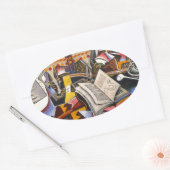 Horse Pipe Red Flower van Joan Miro Ovale Sticker (Envelop)