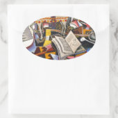 Horse Pipe Red Flower van Joan Miro Ovale Sticker (Tas)