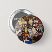 Horse Pipe Red Flower van Joan Miro Ronde Button 5,7 Cm (Voorkant /achterkant)