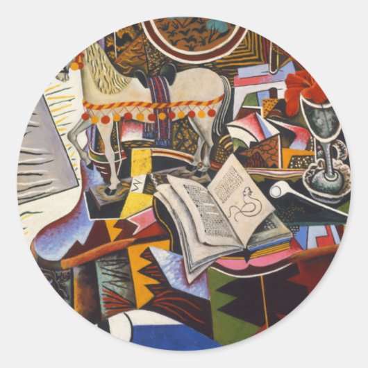 Horse Pipe Red Flower van Joan Miro Ronde Sticker (Voorkant)