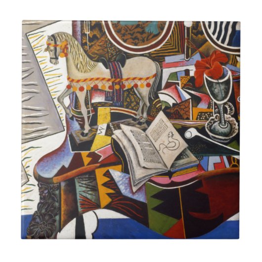 Horse Pipe Red Flower van Joan Miro Tegeltje (Voorkant)