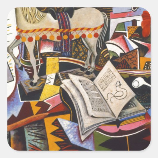 Horse Pipe Red Flower van Joan Miro Vierkante Sticker (Voorkant)