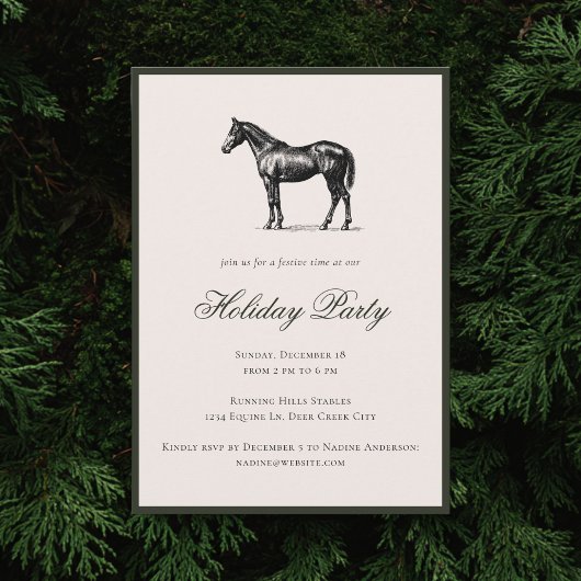 Horse Plaid Festive Christmas Holiday Party Kaart