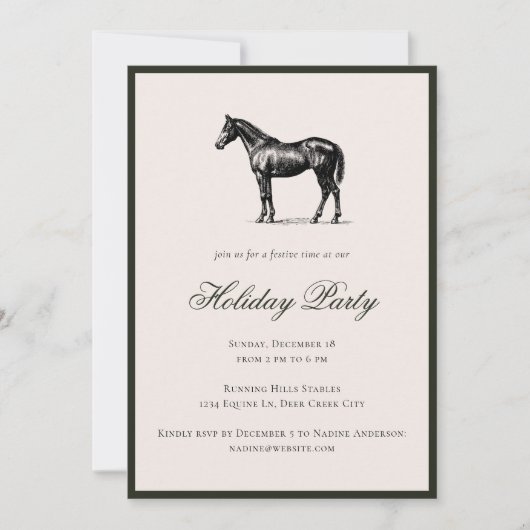 Horse Plaid Festive Christmas Holiday Party Kaart (Voorkant)