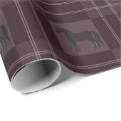 Horse Plaid Purple Equestrian Holiday Christmas Cadeaupapier (Rol Hoek)