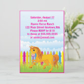 Horse Pony Girl Birthday Party Invitation Kaart (Staand voorkant)