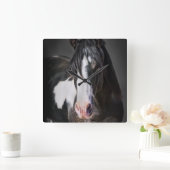 Horse Portrait II Vierkante Klok (Huis)