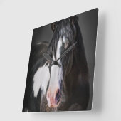 Horse Portrait II Vierkante Klok (Hoek)