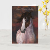 Horse Portrait Verjaardag Wenskaart Kaart (Gele Bloem)