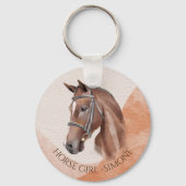 Horse portret cowgirl equestrian personaliseerde sleutelhanger (Voorkant)