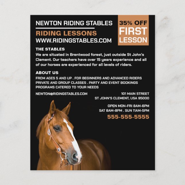 Horse Portret, Riding Instructor, Academie Flyer (Voorkant)