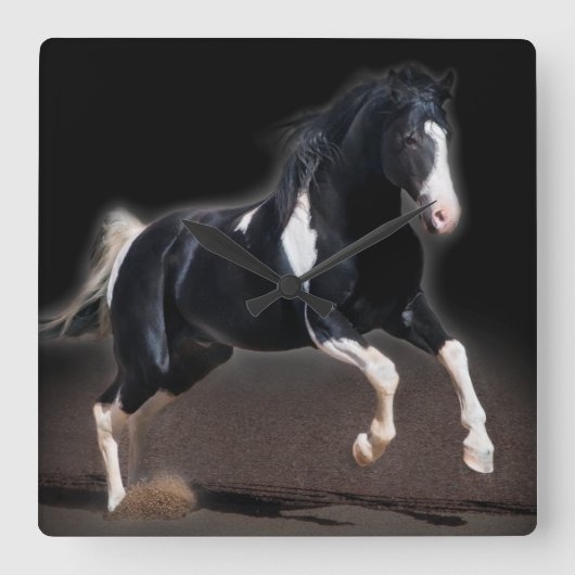 Horse portret VIII Vierkante Klok (Voorkant)