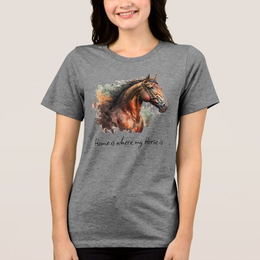 Horse Quote Waterverf Aangepaste foto rijden Tri-Blend Shirt (Voorkant)