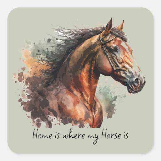 Horse Quote Waterverf Aangepaste foto rijden Vierkante Sticker (Voorkant)