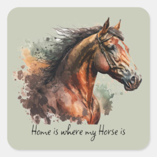 Horse Quote Waterverf Aangepaste foto rijden Vierkante Sticker