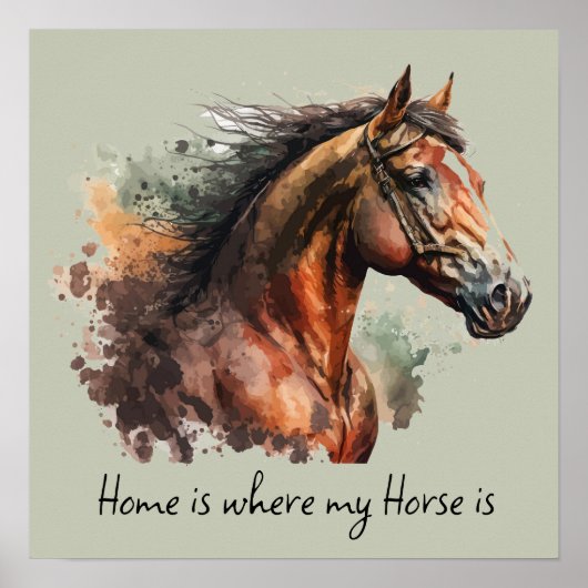 Horse Quote Waterverf Paardrijden Poster (Voorkant)