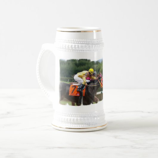 Horse Race Finish Beer Stein Bierpul (Voorkant links)