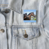 Horse Race Finish Line Vierkante Button 5,1 Cm (In situ)