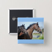 Horse Race Finish Line Vierkante Button 5,1 Cm (Voorkant /achterkant)