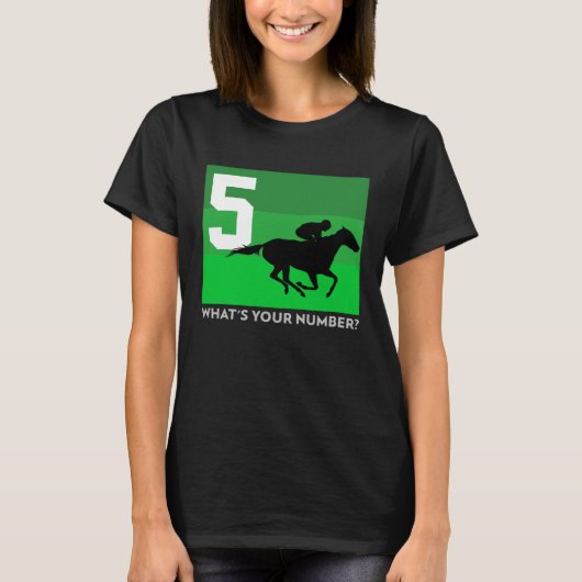 Horse Racing  5 Saddle Cloth Number Five Green Sad T-shirt (Voorkant)
