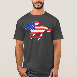 Horse Racing American Flag Equestrian Jockey T-shirt