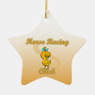 Horse Racing Chick Keramisch Ornament