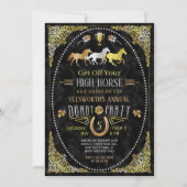 Horse Racing Day Party Art Deco Black Gold Kaart (Voorkant)