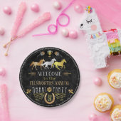 Horse Racing Day Party Art Deco Black Gold Papieren Bordje (Feest)