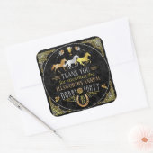 Horse Racing Day Party Art Deco Black Gold Vierkante Sticker (Envelop)