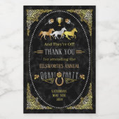 Horse Racing Day Party Art Deco Black Gold Wijn Etiket (Enkel label)