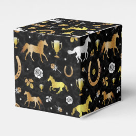 Horse Racing Derby Day Black Gold Pattern Bedankdoosjes