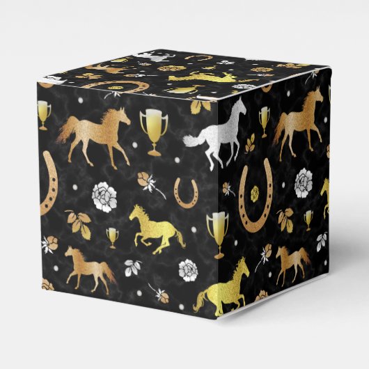 Horse Racing Derby Day Black Gold Pattern Bedankdoosjes (Voorkant Zijde)