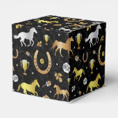 Horse Racing Derby Day Black Gold Pattern Bedankdoosjes (Achterkant)