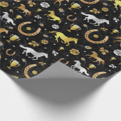 Horse Racing Derby Day Black Gold Pattern Cadeaupapier (Hoek)