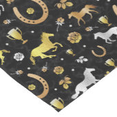 Horse Racing Derby Day Black Gold Pattern Korte Tafelloper (Hoek)